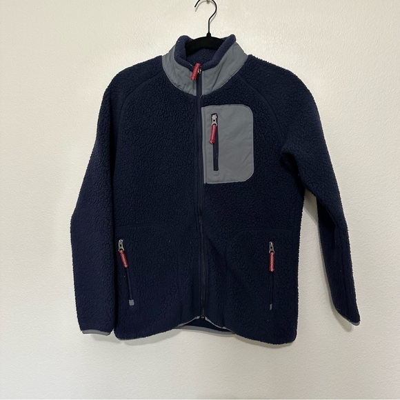 Hanna Andersson boy’s high pile fleece navy full zip jacket size 160 (14-16year) - Picture 1 of 3